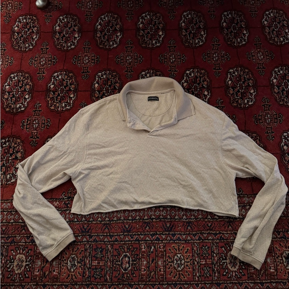 George Cream Long Sleeve Crop Top